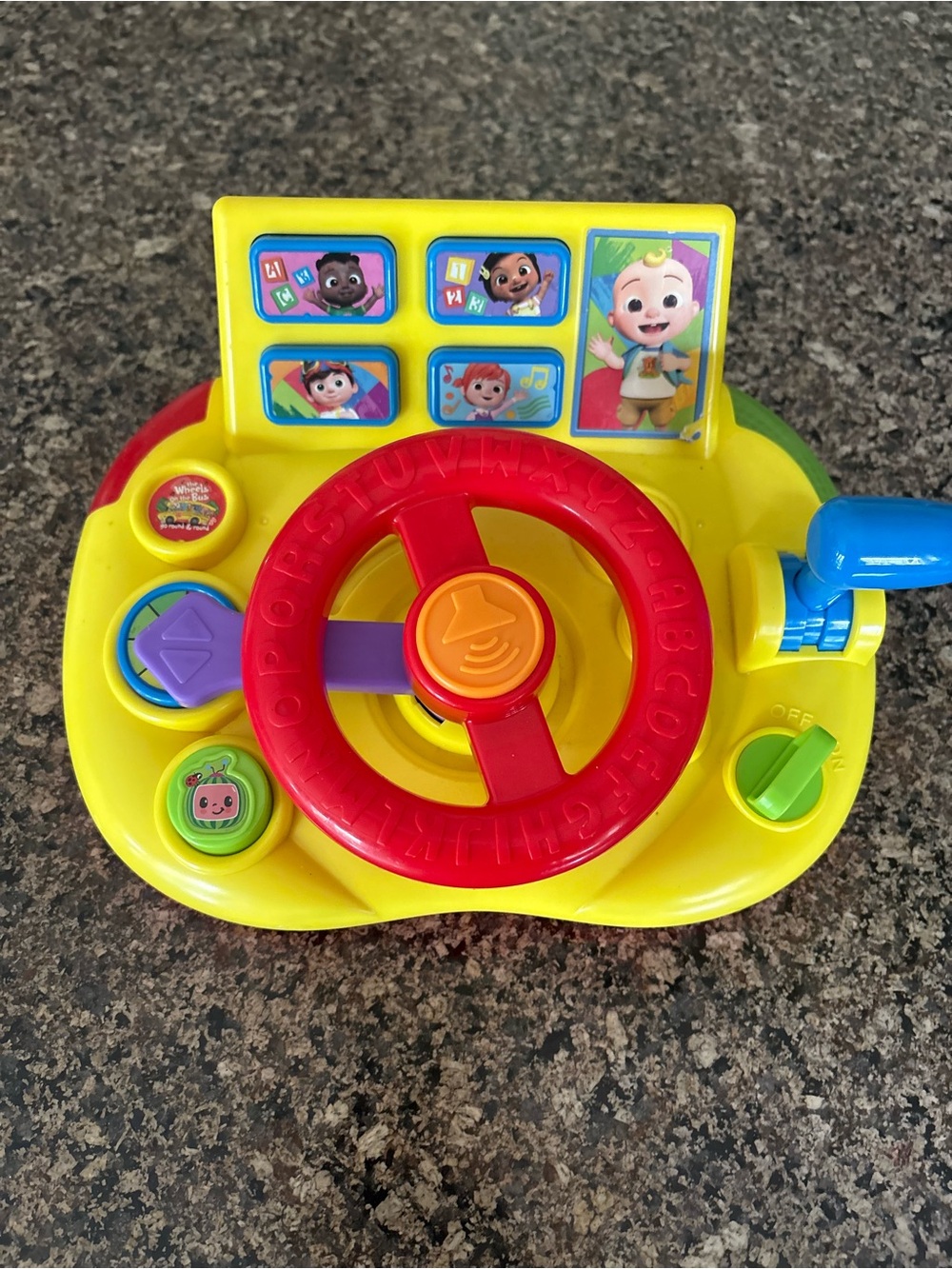 Bright Yellow Kids Steering Wheel Activity Toy with Red Wheel